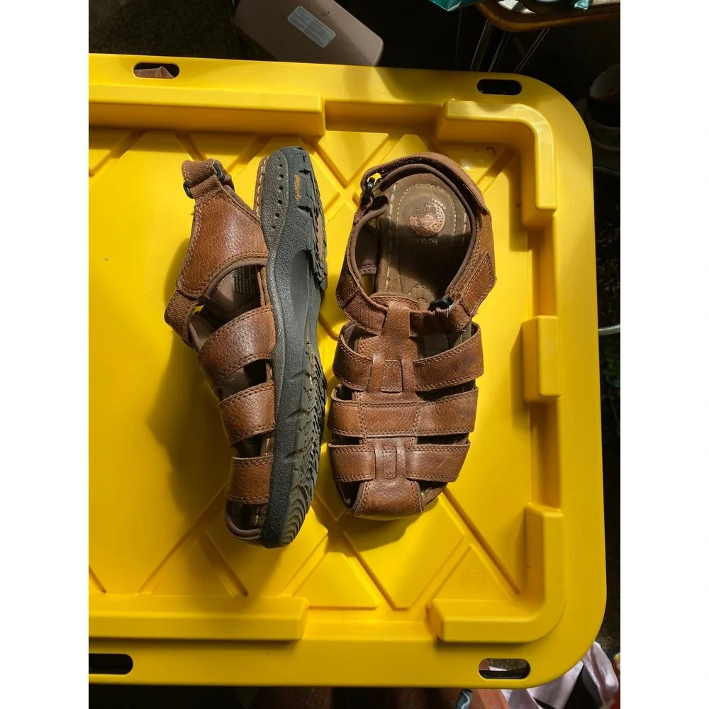 Earth Spirit Fisherman Leather Hiking Brown Shoes Sandals 10.5 Granola Gorpcore‎